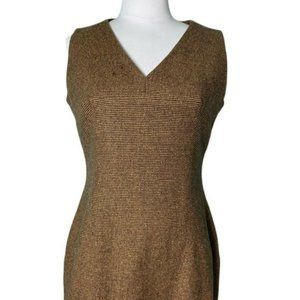 Etro  burnt orange & brown felted silk wool sleeveless shift knee dress 48 12